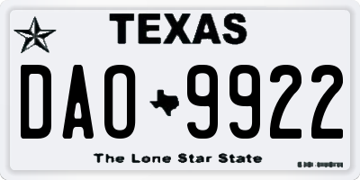 TX license plate DAO9922