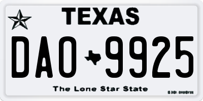 TX license plate DAO9925