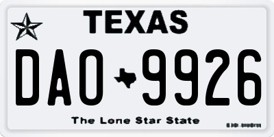 TX license plate DAO9926