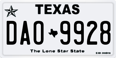 TX license plate DAO9928