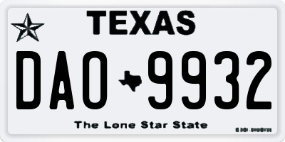TX license plate DAO9932