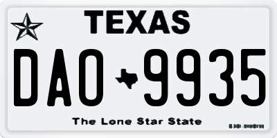 TX license plate DAO9935