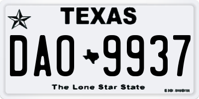 TX license plate DAO9937