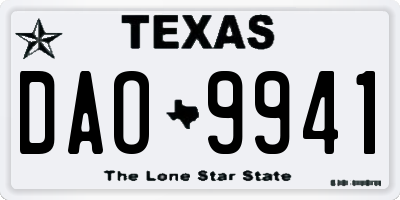 TX license plate DAO9941