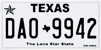 TX license plate DAO9942