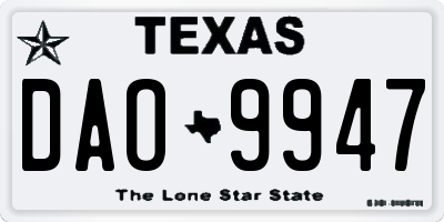 TX license plate DAO9947