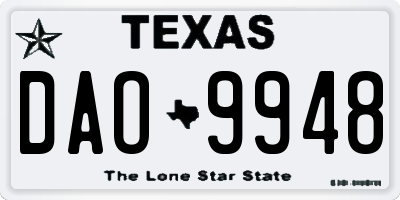 TX license plate DAO9948