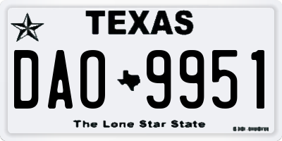 TX license plate DAO9951