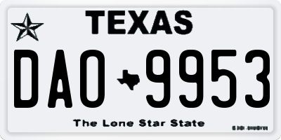 TX license plate DAO9953