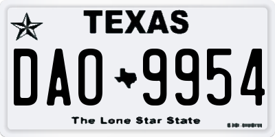 TX license plate DAO9954