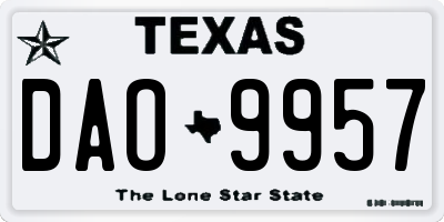 TX license plate DAO9957