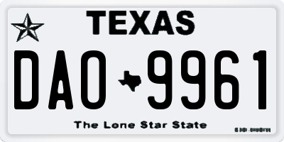 TX license plate DAO9961