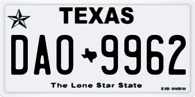 TX license plate DAO9962