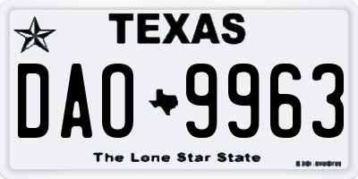 TX license plate DAO9963