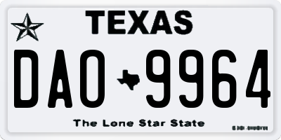 TX license plate DAO9964
