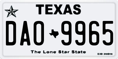 TX license plate DAO9965