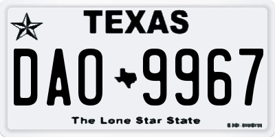 TX license plate DAO9967