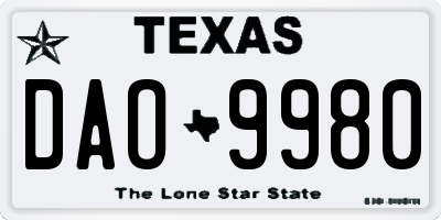 TX license plate DAO9980