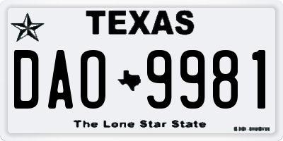TX license plate DAO9981