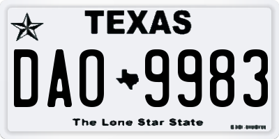 TX license plate DAO9983