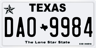 TX license plate DAO9984