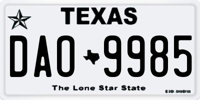 TX license plate DAO9985
