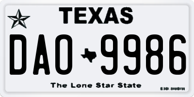 TX license plate DAO9986