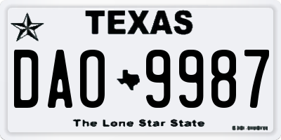 TX license plate DAO9987