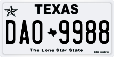 TX license plate DAO9988
