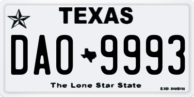 TX license plate DAO9993