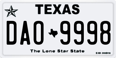 TX license plate DAO9998