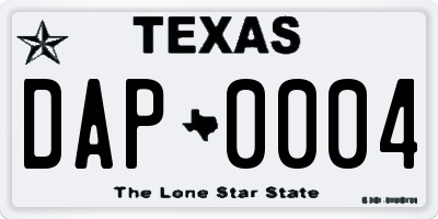 TX license plate DAP0004