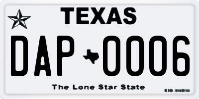 TX license plate DAP0006