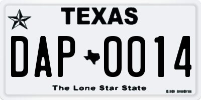 TX license plate DAP0014