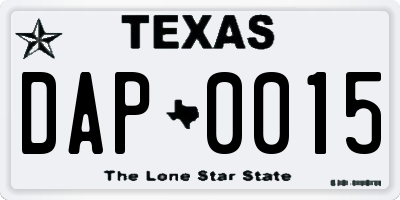 TX license plate DAP0015