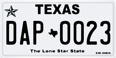 TX license plate DAP0023