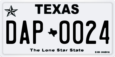 TX license plate DAP0024