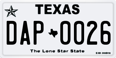 TX license plate DAP0026