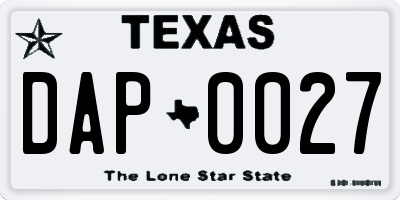 TX license plate DAP0027