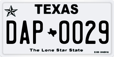 TX license plate DAP0029