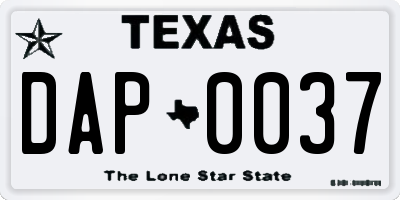TX license plate DAP0037