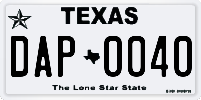 TX license plate DAP0040