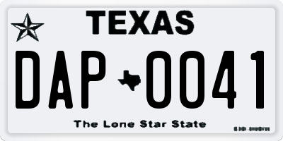 TX license plate DAP0041