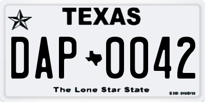 TX license plate DAP0042