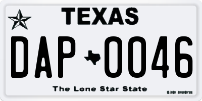 TX license plate DAP0046