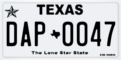 TX license plate DAP0047
