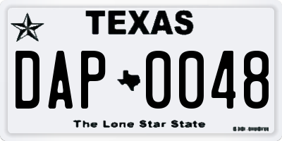 TX license plate DAP0048