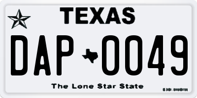 TX license plate DAP0049