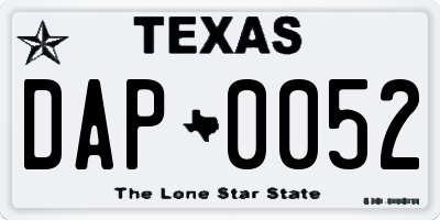 TX license plate DAP0052