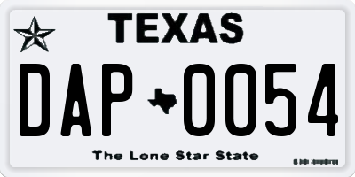 TX license plate DAP0054